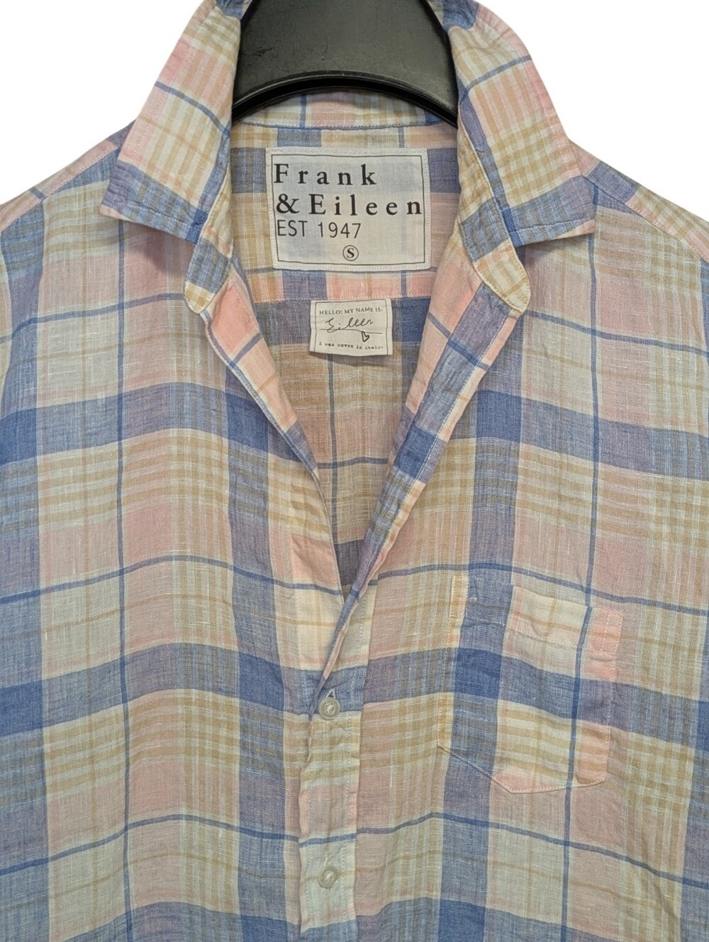 Frank & Eileen "Eileen" Long Sleeve Pastel Linen Relaxed Button Shirt Size Small - Picture 3 of 12